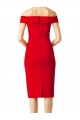 Stretch Crepe Cocktail Length Off the Shoulder Sheath Formal Dress