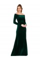 Stretch Velvet Long Off the Shoulder Sheath Formal Dress