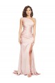 Silky Satin Long One Shoulder Sheath Black Tie Formal Dress