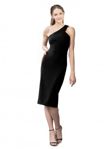 Online Stretch Crepe Cocktail Length One Shoulder Sheath Formal Dress Canada