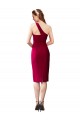 Stretch Crepe Cocktail Length One Shoulder Sheath Formal Dress