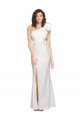 Stretch Crepe Long One Shoulder Ivory Sheath Formal Dress