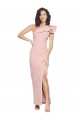 Stretch Crepe Long One Shoulder Mauve Sheath Formal Dress