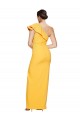 Stretch Crepe Long One Shoulder Saffron Sheath Formal Dress