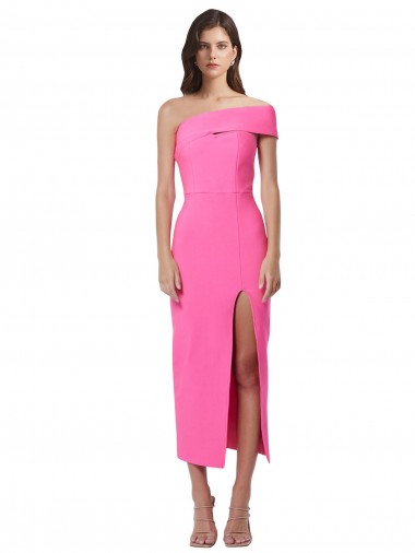 Online Stretch Crepe Midi Length One Shoulder Sheath Formal Dress Canada