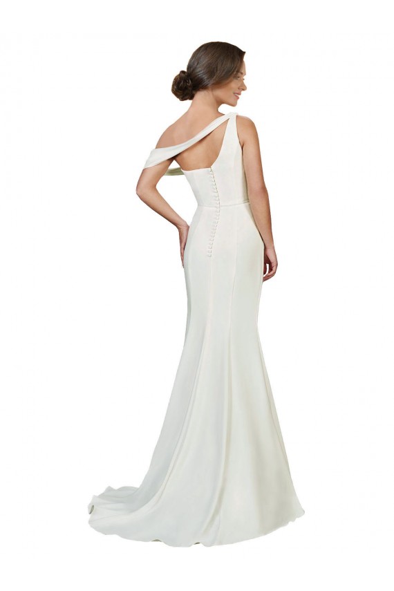 Stretch Crepe Sweep Train One Shoulder Sheath Formal Dress