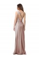 Stretch Satin Open Back Long One Shoulder Sheath Formal Dress