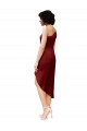 Stretch Satin Midi Length One Shoulder Sheath Black Tie Formal Dress