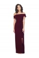 Stretch Crepe Low Back Long Off the Shoulder Sheath Formal Dress