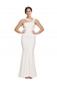 Stretch Crepe Low Back Long Square Neck Sheath Formal Dress