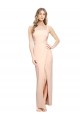 Stretch Crepe Long Square Neck Sheath Formal Dress