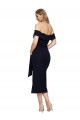 Stretch Crepe Low Back Midi Length Off the Shoulder Sheath Formal Dress