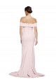 Stretch Crepe Low Back Sweep Train Square Neck Sheath Formal Dress
