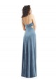 Stretch Velvet Low Back Long Square Neck Sheath Formal Dress