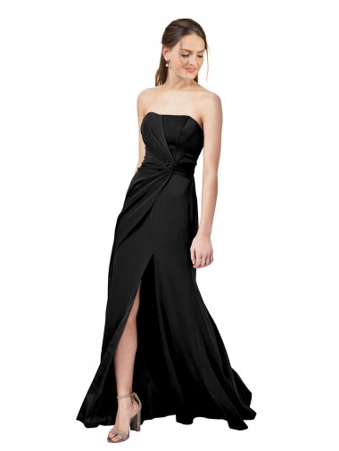 Online Stretch Crepe Low Back Long Strapless Black Sheath Formal Dress Canada