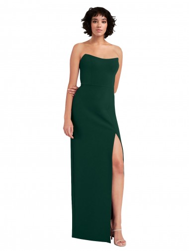 Online Stretch Crepe Low Back Long Scoop Neck Midnight Green Sheath Formal Dress Canada