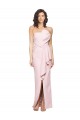 Stretch Crepe Low Back Long Strapless Pink Sheath Formal Dress