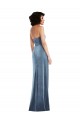 Stretch Velvet Low Back Long Strapless Sheath Formal Dress