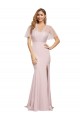Stretch Crepe & Tulle Low Back Long One Shoulder Sheath Formal Dress