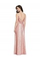 Sequin Low Back Long V-Neck Sheath Formal Dress