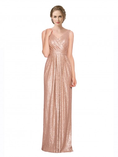Online Sequin Long V-Neck Sheath Formal Dress Canada