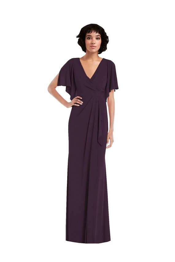 Spandex Long V-Neck Sheath Formal Dress