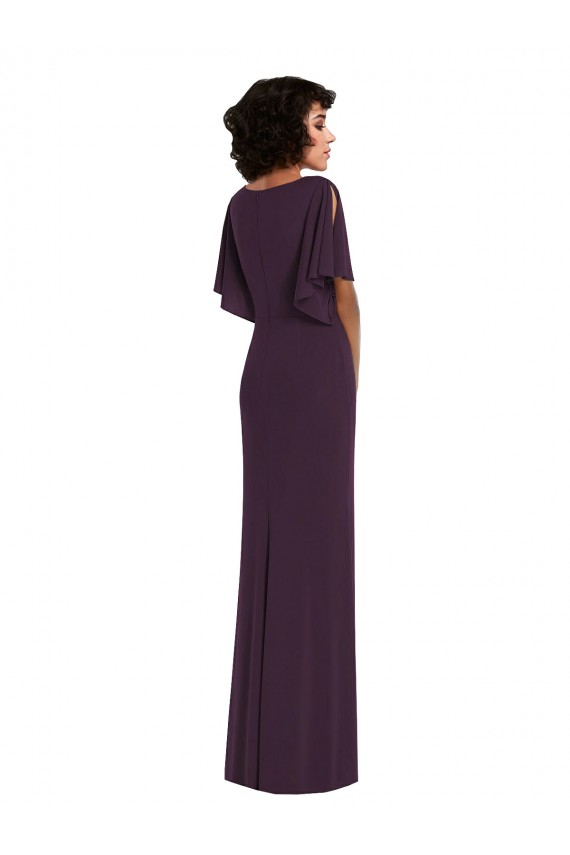 Spandex Long V-Neck Sheath Formal Dress