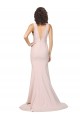 Stretch Crepe V-Back Sweep Train V-Neck Sheath Black Tie Formal Dress
