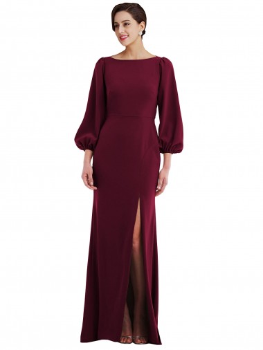 Online Stretch Crepe Open Back Long Bateau Neck Trumpet Formal Dress Canada