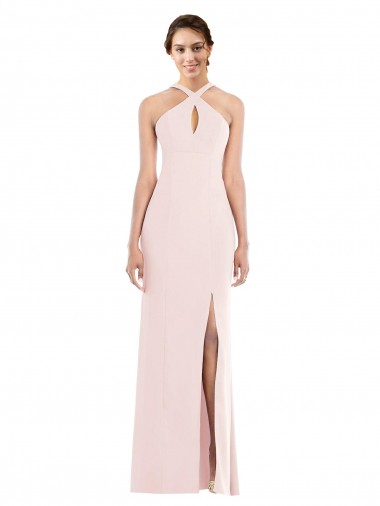 Online Stretch Crepe Low Back Long Halter Neck Trumpet Formal Dress Canada