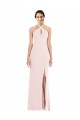 Stretch Crepe Low Back Long Halter Neck Trumpet Formal Dress