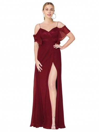 Online Chiffon V-Back Long Off the Shoulder Trumpet Formal Dress Canada