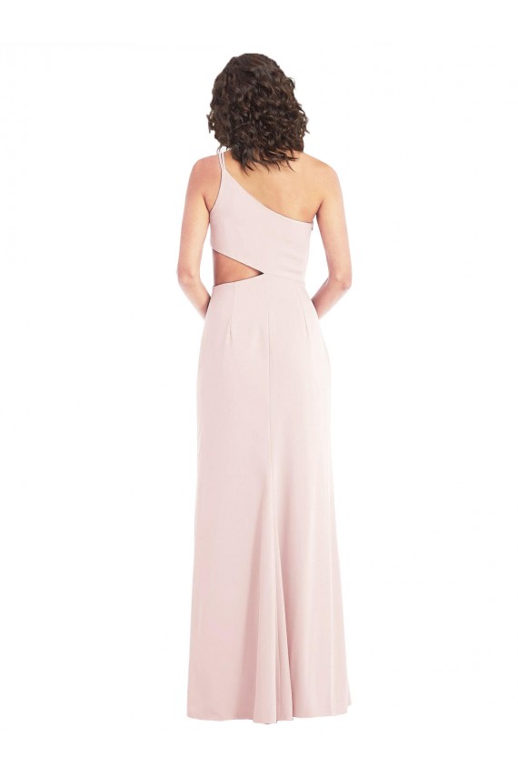 Stretch Crepe Long One Shoulder Pink Trumpet Formal Dress
