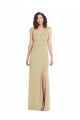 Stretch Crepe Low Back Long Square Neck Trumpet Formal Dress