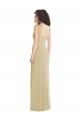 Stretch Crepe Low Back Long Square Neck Trumpet Formal Dress