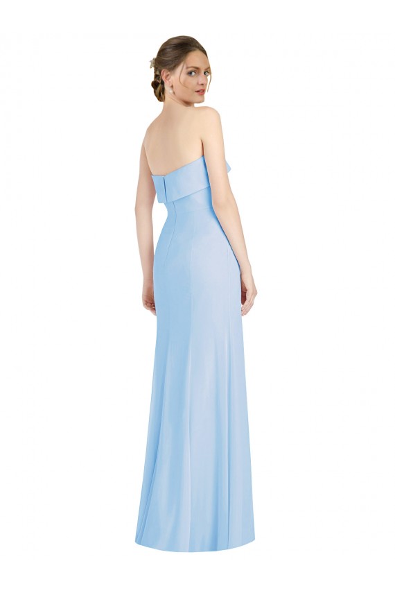 Chiffon Low Back Long Strapless Trumpet Black Tie Formal Dress