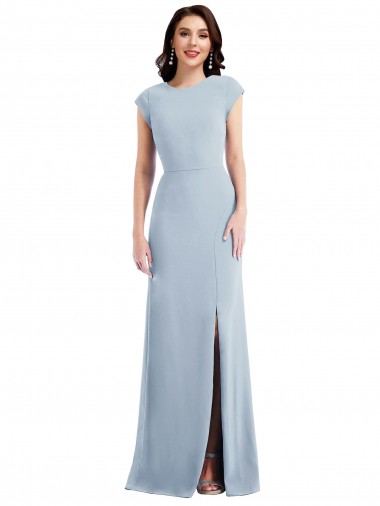 Online Stretch Crepe Open Back Long Trumpet Formal Dress Canada