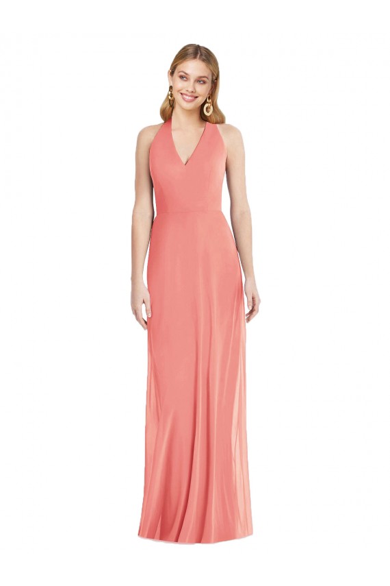 Chiffon Long Halter Neck Trumpet Formal Dress