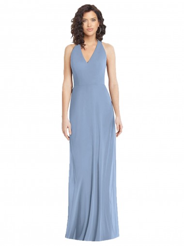 Online Chiffon Open Back Long Halter Neck Trumpet Formal Dress Canada