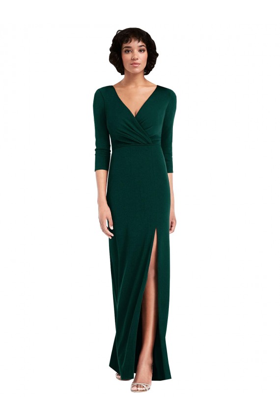 Spandex V-Back Long V-Neck Trumpet Formal Dress
