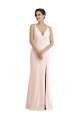 Stretch Crepe V-Back Long V-Neck Trumpet Formal Dress